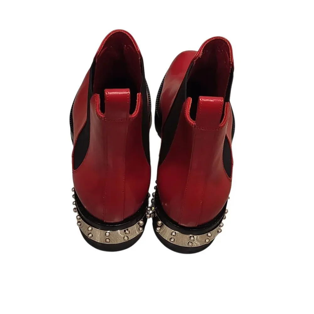 Alexander McQueen studded logo plaque red Chelsea boots size 39 - Picture 4 of 6